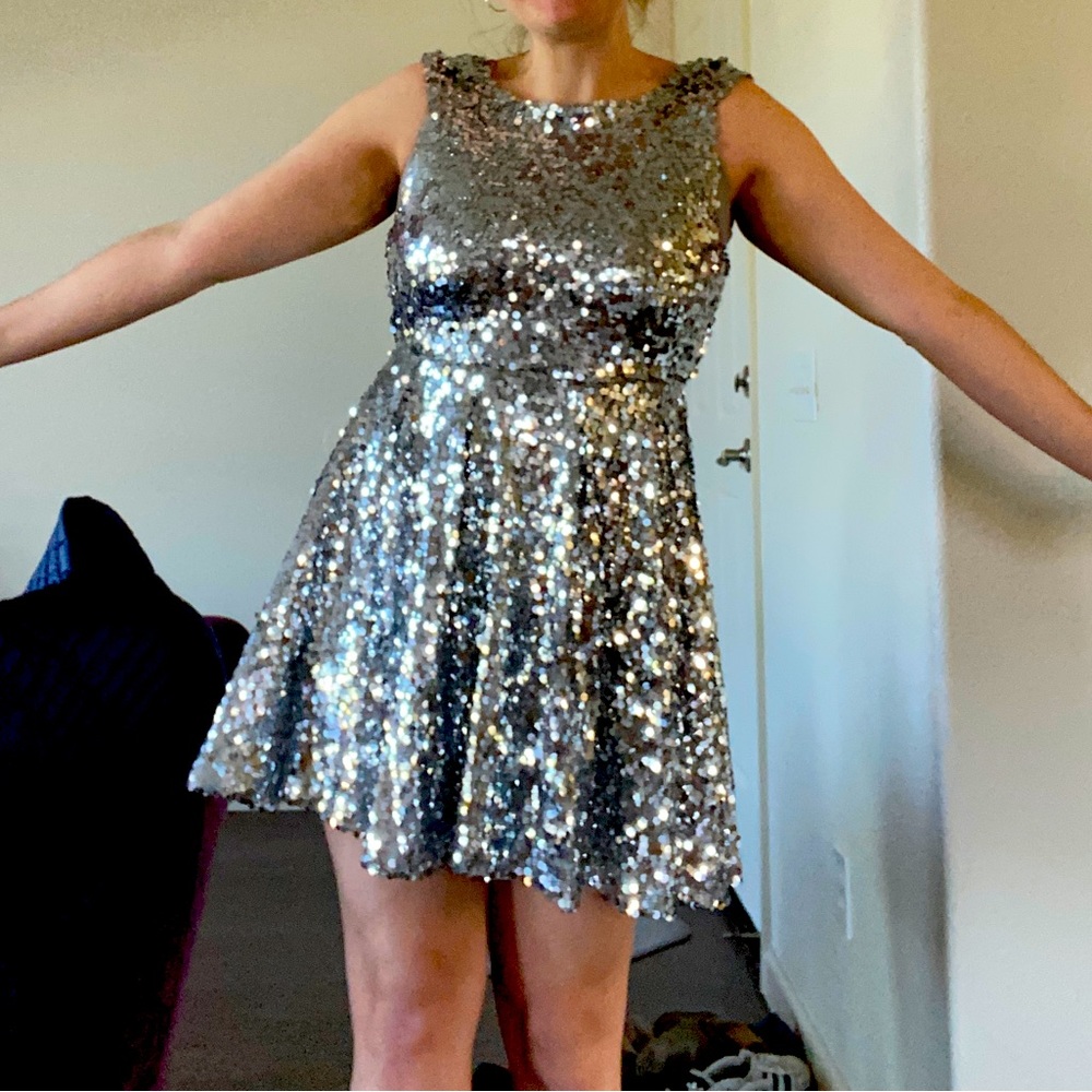 All silver sequin TRIXXI dress